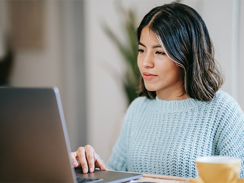 woman using laptop