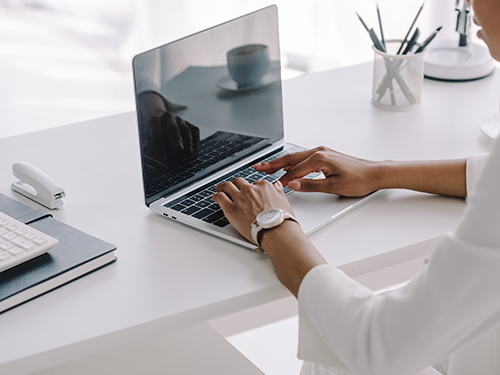 woman using laptop