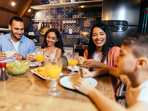 family eating taco dinner