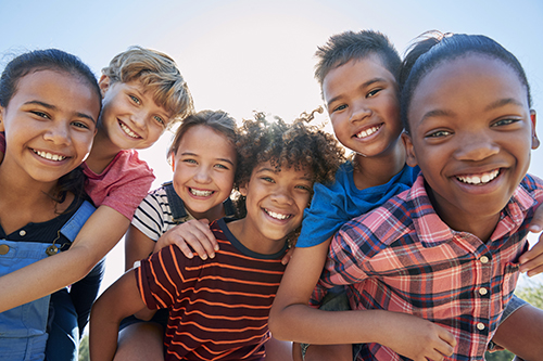 group of children close up