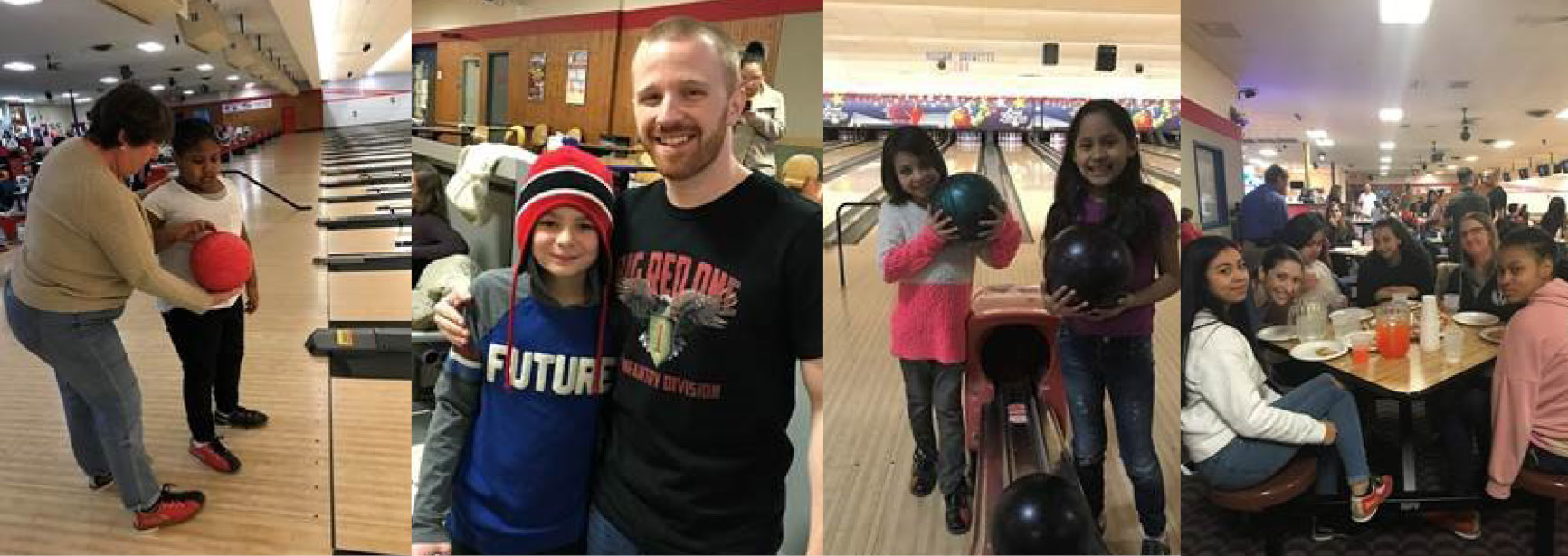 BeFriend-A-Child bowling activity collage of group photos