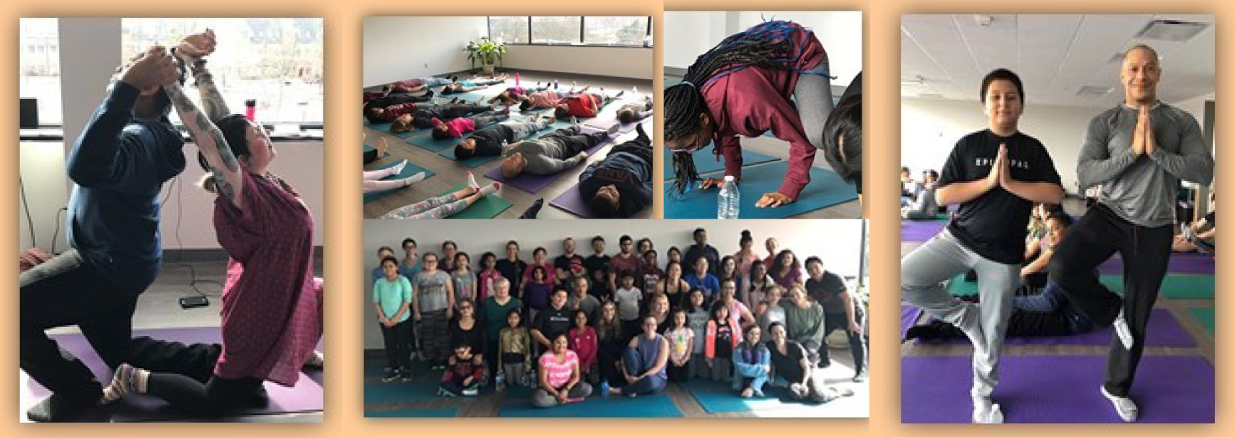 BeFriend-A-Child yoga activity collage of group photos
