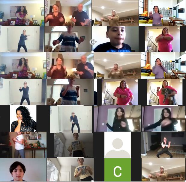 virtual dance party - screenshot of people dancing