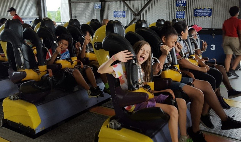 kids on roller coaster
