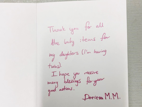 handwritten thank you message