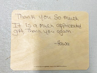 handwritten thank you message