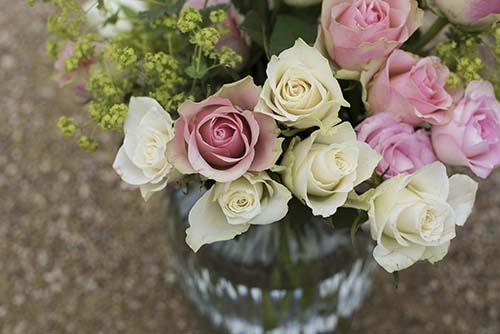 roses in crystal vase