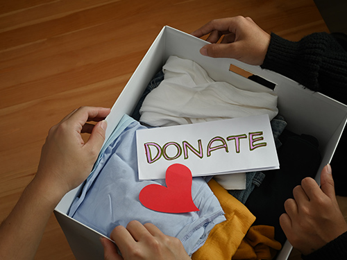 donation box with clothes