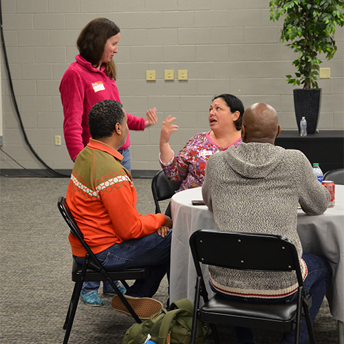 group of foster parents talking