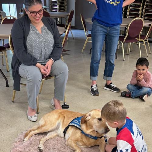 boy petting Rylynn