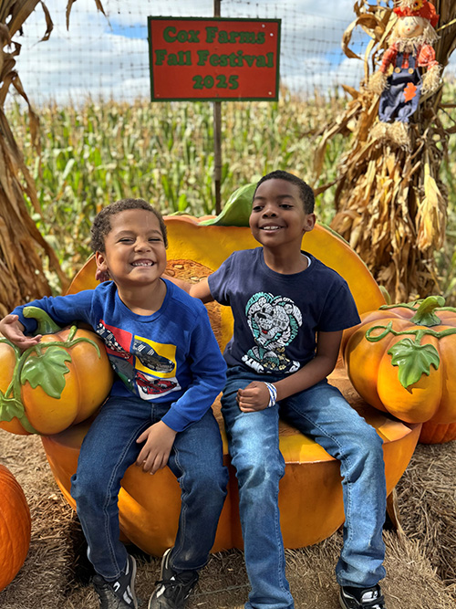 children at corn maze