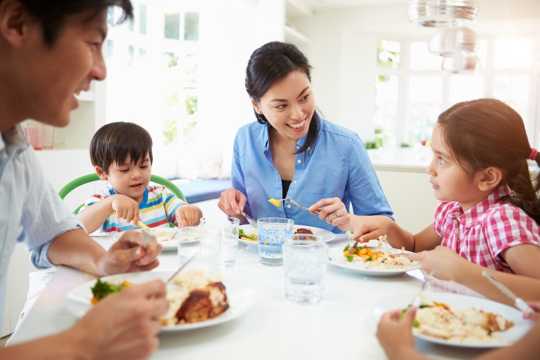 family having dinner