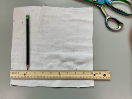 fabric, ruler, scissors
