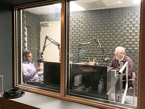 County Conversation podcast Chris Davies and Jim Person talking in soundbooth