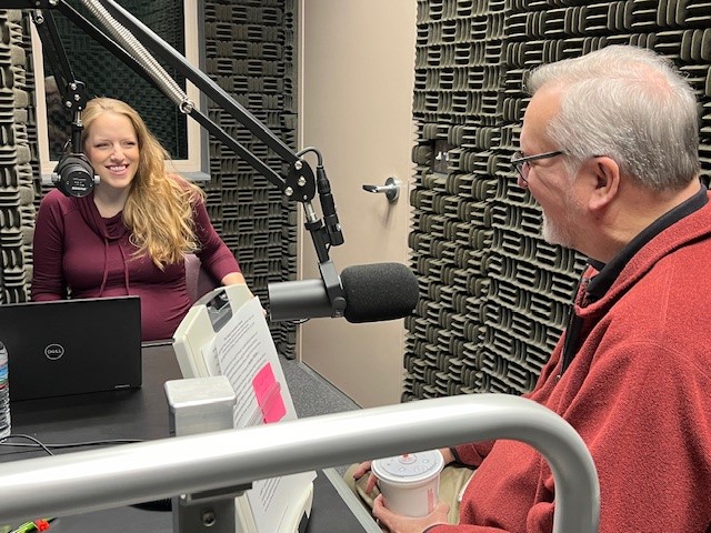 Heather Potter and Jim Pearson in studio