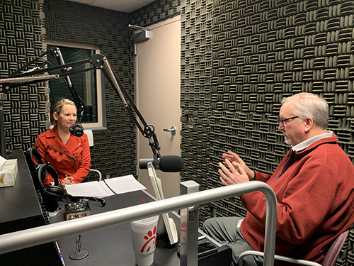 Stacy Ziebell and Jim Person sitting in studio 