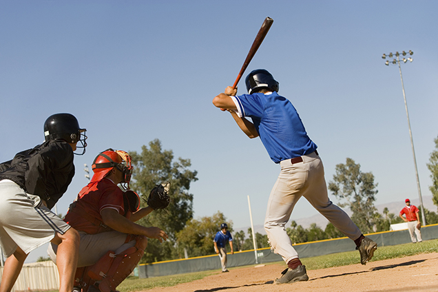 youth playing baseball