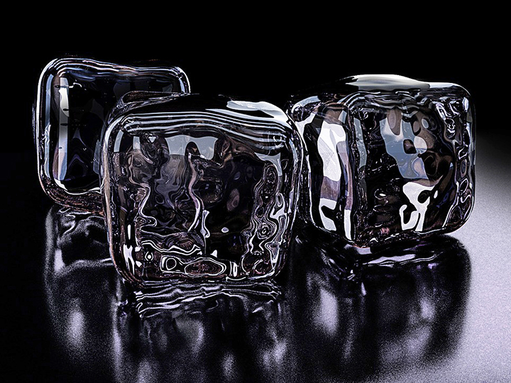 three ice cubes