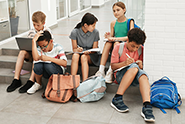 kids with bookbags