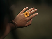 woman with her hand out 