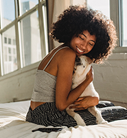 woman with her dog