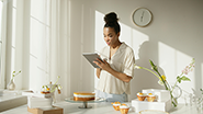 woman looking at device 