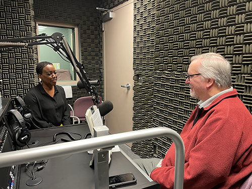 Keesha Coke and Jim Person sitting in studio