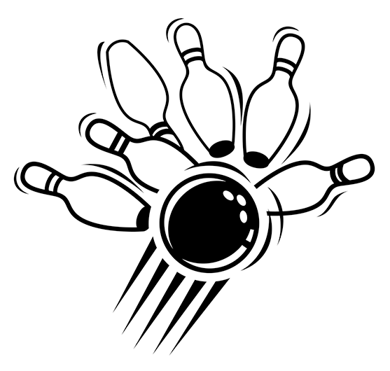 bowling ball knocking over pins graphic