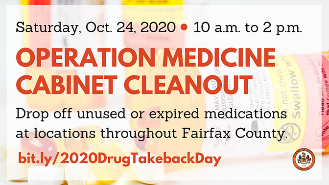Operation Medicine Cabinet Cleanout Saturday, Oc.t 24, 2020 information graphic