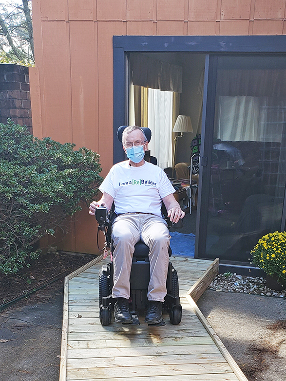 wheelchair ramp with person in wheelchair