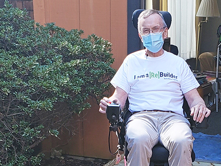 wheelchair ramp with person in wheelchair