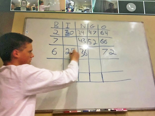 Nick Matsukas facilitating virtual Bingo game
