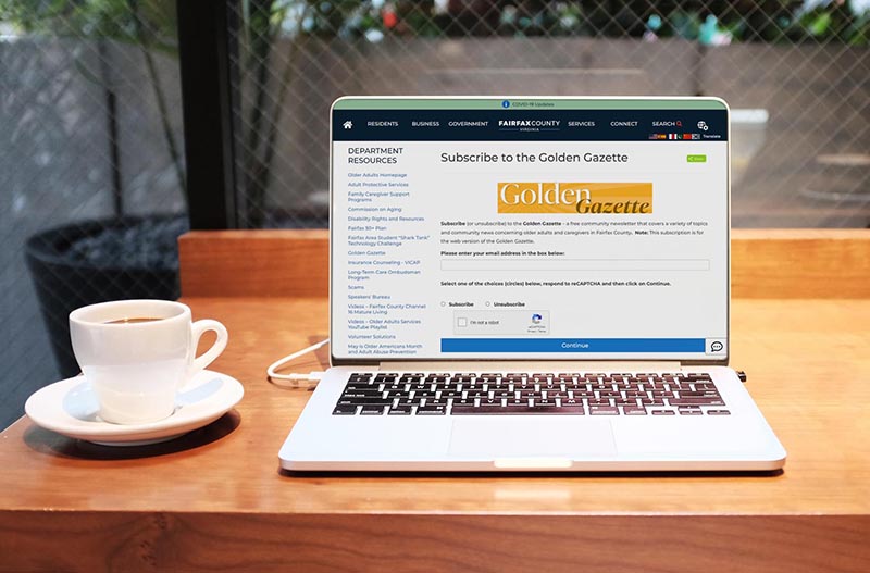 Photo of a laptop open to the webpage to sign up for the Golden Gazette email