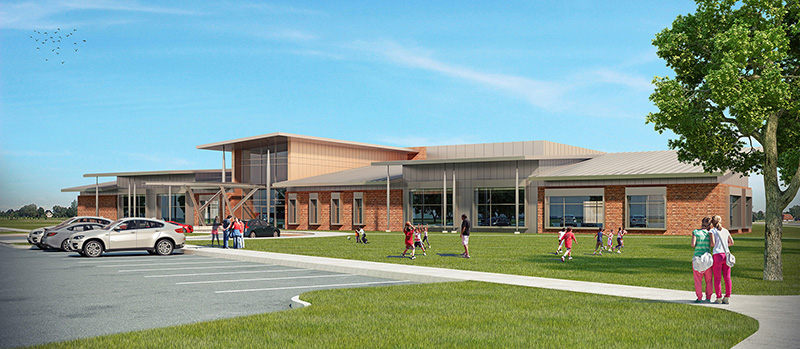 Architect's rendering of the exterior of the Sully Community Center