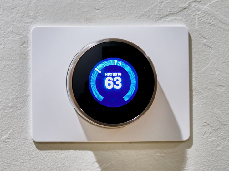 Photo of a digital thermostat
