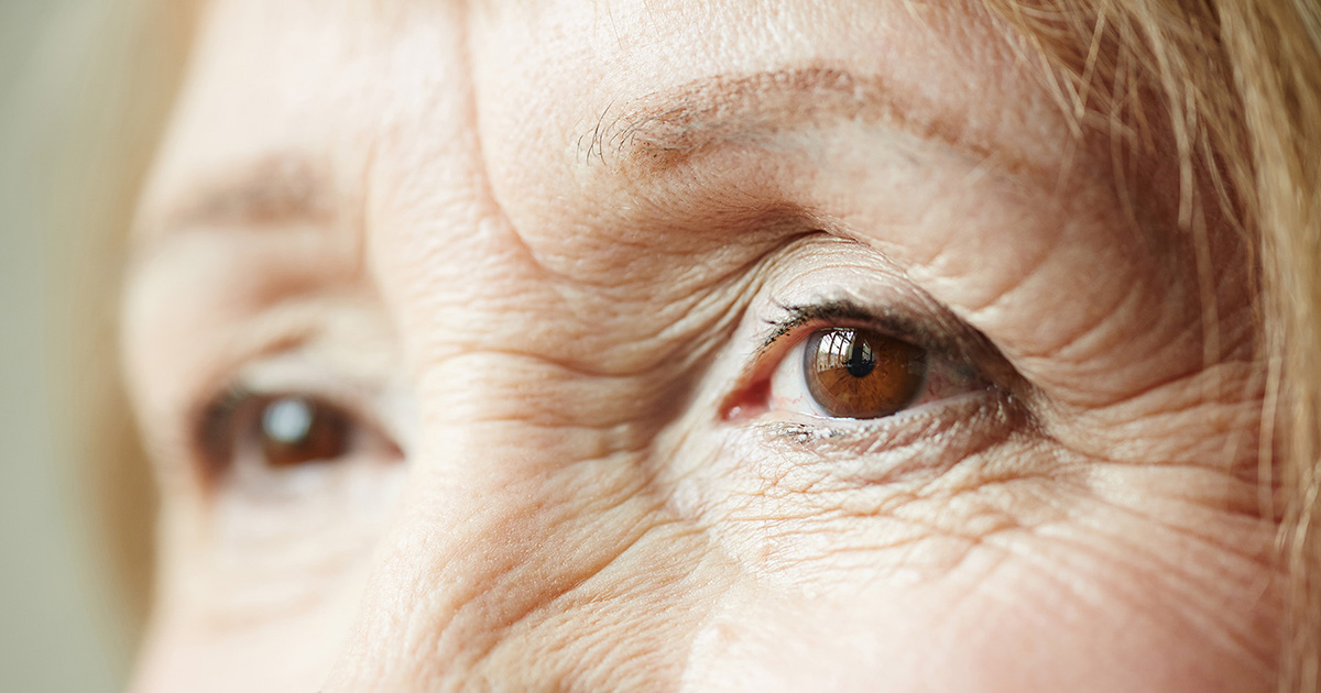 Up close photo of an older woman's eyes.