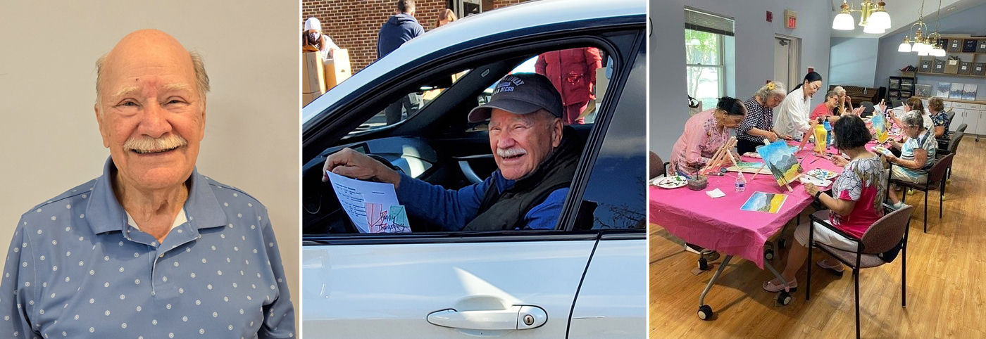 Volunteer George Bishop drives older adults to appointments and teaches art classes at Little River Glen Senior Center.