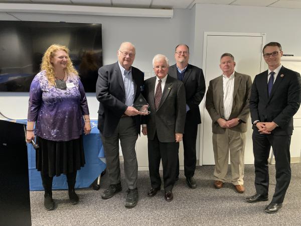 Deborah Hammer, chair, Fairfax Area-Disability Services Board, along with representatives from Marian Homes, Inc., Bill Crowder, past president, Ercole Barone, past president, Tom Savage, vice president, Paul Wilkinson, board member, and Fairfax County Supervisor James Walkinshaw (Braddock). 