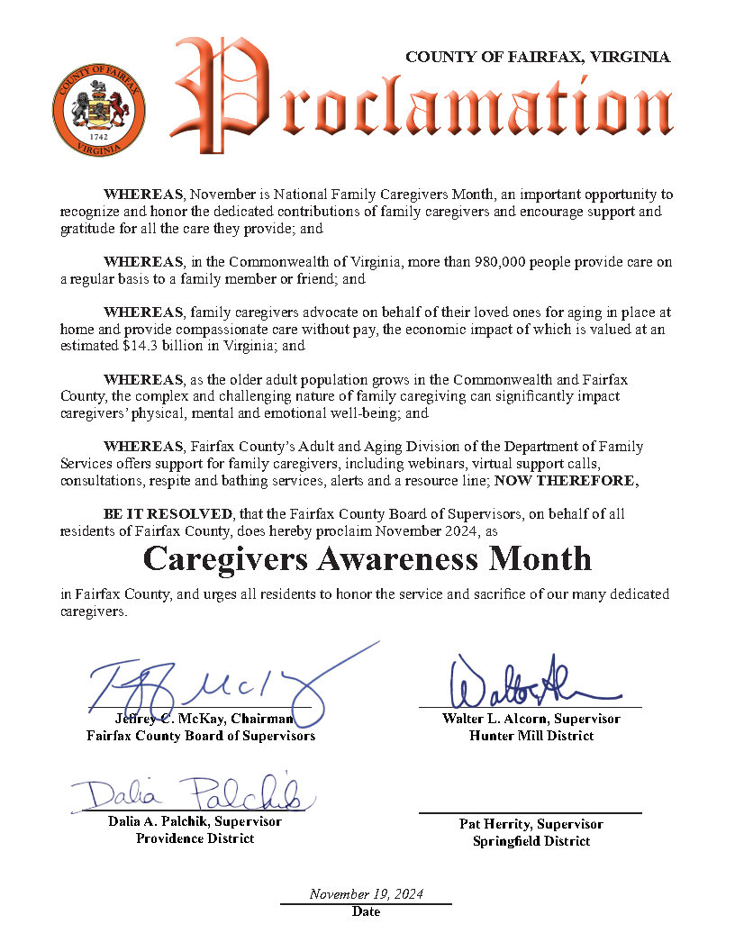 Image of Proclamation for National Family Caregivers Month