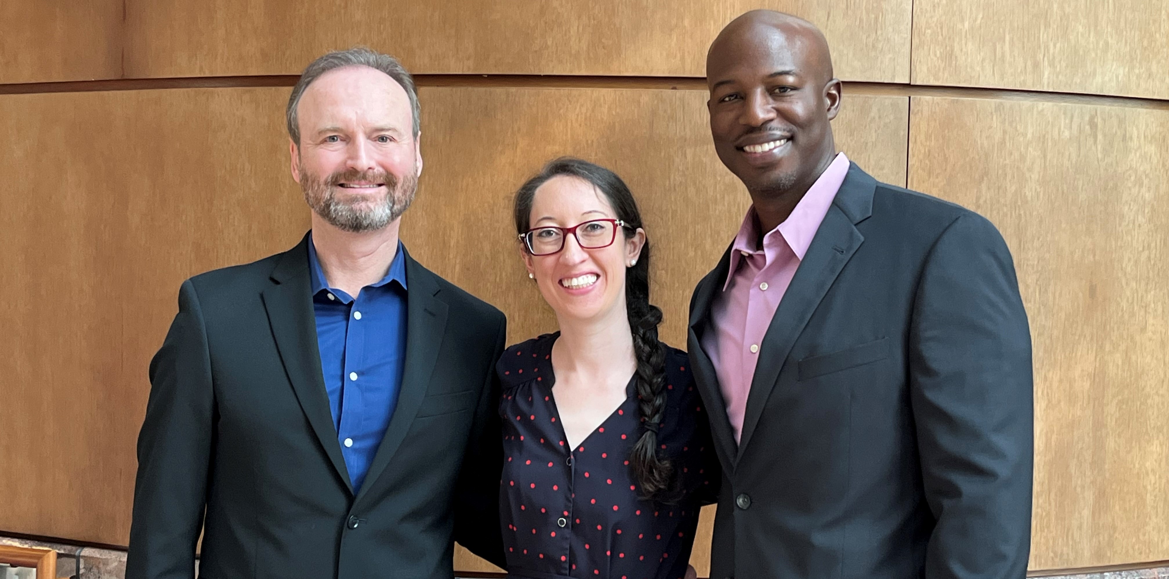 Judges for the Shark Tank Technology Challenge (L to R) David Hibbitts, Business Development Director AARP, Rose Robinson, ServiceSource Division Manager, and Korey Singleton, Adjunct Faculty member and Assistive Technology Initiative Manager at George Mason University.