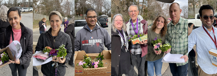 Flower Collage - Volunteers with flowers