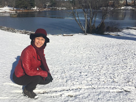 Daphne Yang outside in snow