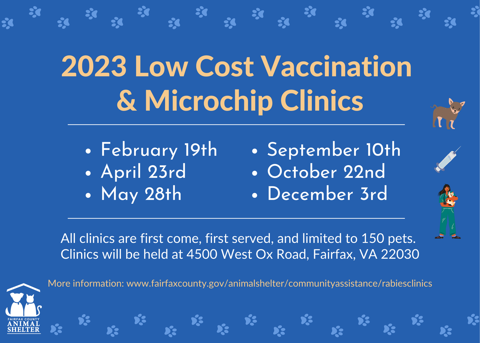 Schedule of 2023 Low-Cost Rabies Clinics