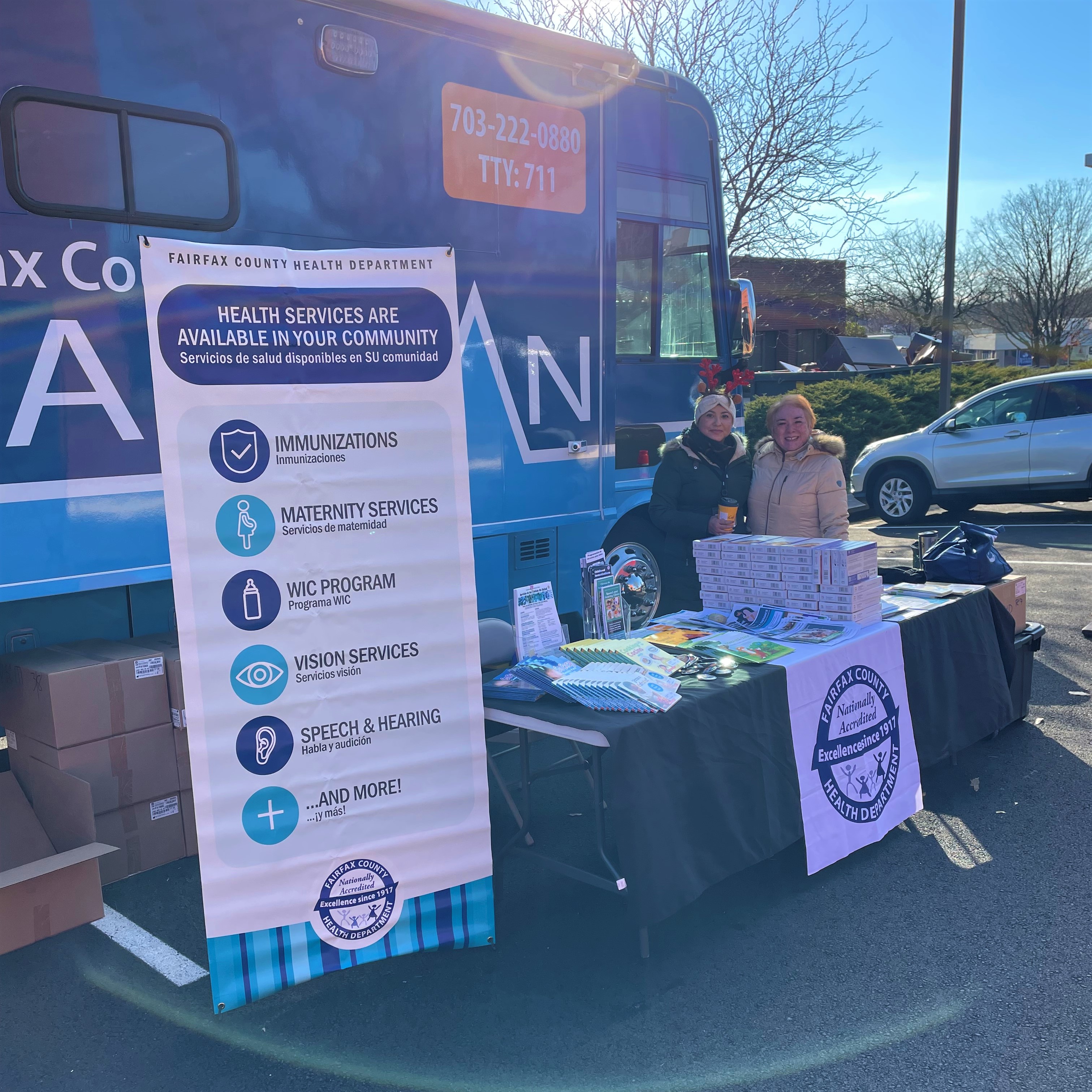 Fairfax County CareVan at an event with services sign