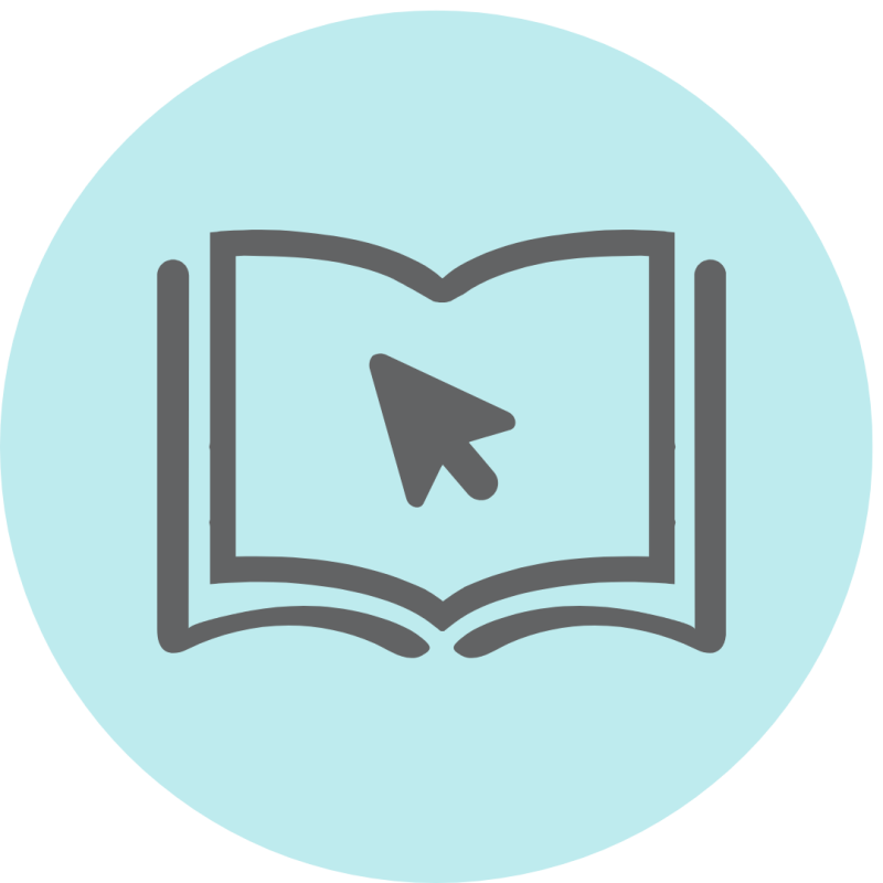 Icon of a mouse cursor and book