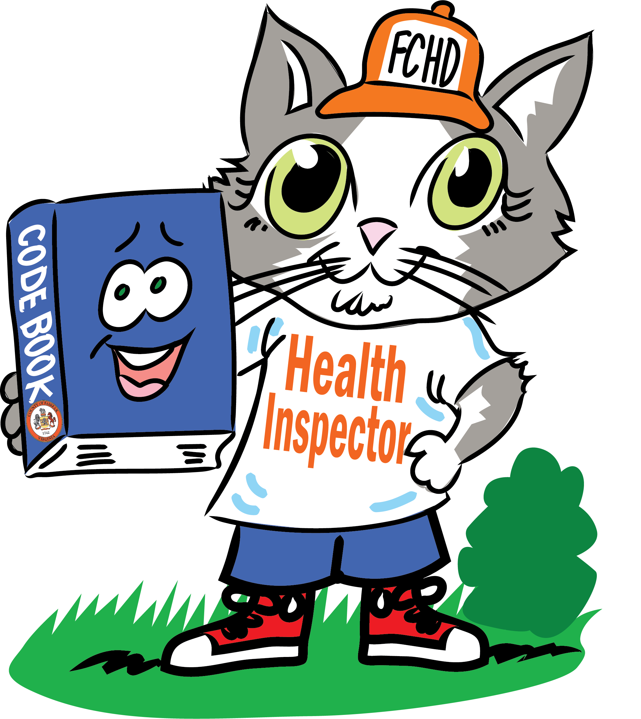 Reggie the code book and Cody the cat health inspector