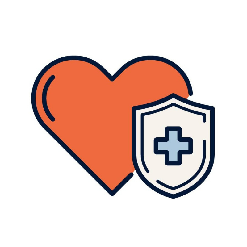 graphic of a shield with a blue cross partially covering a red heart