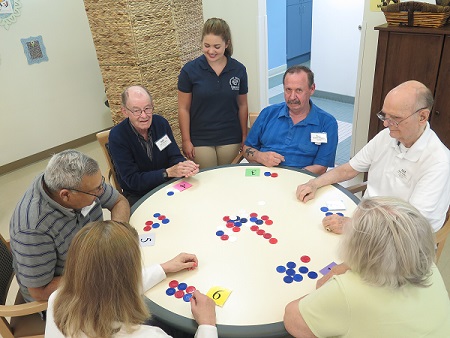 Participants flexing cognitive muscles during a poker game