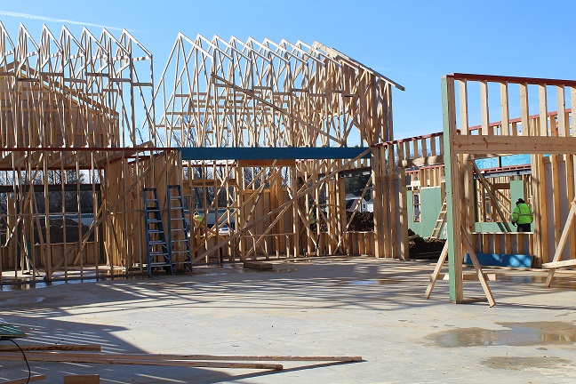 Construction photo of great room in new Lewinsville Adult Day Health Care Center