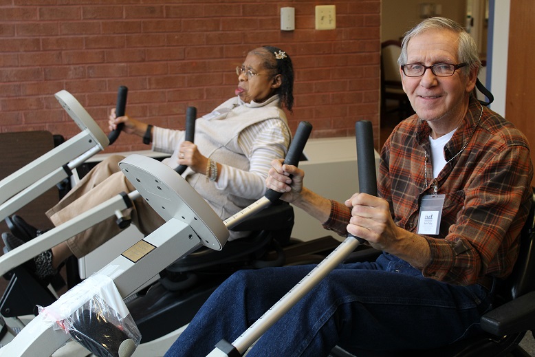 Participants at Lincolnia Adult Day Health Care enjoy exercise on the Nustep, an adapted nautilis machine